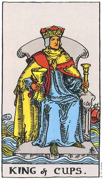 Classic tarot card image of King of Cups