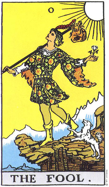 Classic tarot card image of The Fool