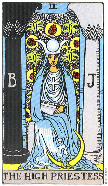 Classic tarot card image of High Priestess