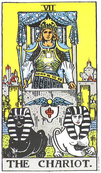 Classic tarot card image of The Chariot