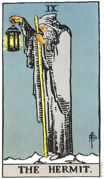 Classic tarot card image of The Hermit