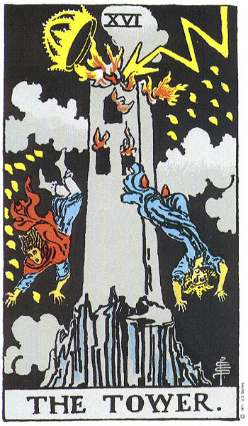 Classic tarot card image of The Tower