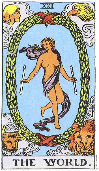 Classic tarot card image of The World