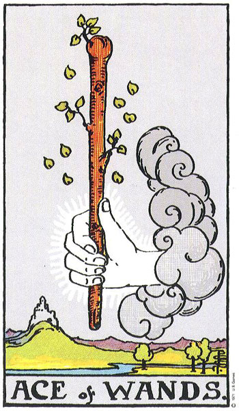 Classic tarot card image of Ace of Wands